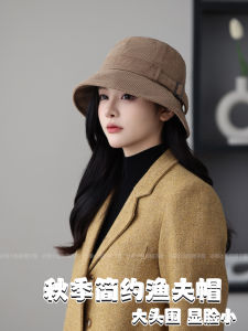 Hebe Style Womens Bucket Hat Casual Thickened Warm Corduroy Fishing Cap Spring Autumn Windproof Face Slimming Adjustable Buckle