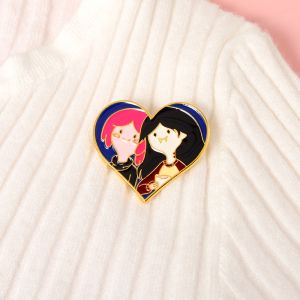 Adventure Princess Bubblegum And Marceline Heart Lapel Brooch Animated Backpack Badge Collection Cute Enamel Pin