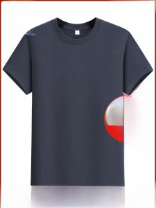 Lormen Mens Fashion round Neck Short Sleeve T-Shirt Pure Cotton Lightweight Loose Summer Top Antibacterial 7A Youth Casual