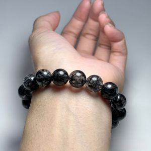 Vòng tay đá Th.ạch a.nh tóc đen 6- 14 li hợp cho người mệnh Mộc và Thủy