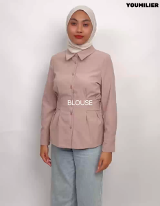 YOUMILIER Elegant Lace - Up Shirt: Back Bow Slim - Waist & Multiple Colors(YMWM051)