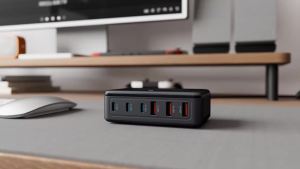 Rocoren | Rocoren 100W 6 Cổng USB Sạc GaN Trạm Sạc Nhanh Máy Tính Để Bàn Trạm Năng Lượng Với Type-C Cho iPhone 17 Xiaomi Samsung Di Động