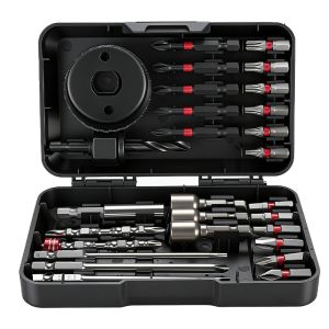 27Pcs Impact Driver Bit Set with Hole Saw & Magnetic Nut Drivers S2 Steel 1/4" Hex Shank Screw Driving Set