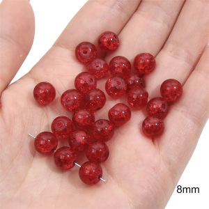 ลูกปัดคริสตัลสีแดงใสกลมแท้ทำด้วยมือ เครื่องประดับสร้อยข้อมือ สร้อยคอ ลูกปัดลูกกลิ้งจากไม้ไผ่ เครื่องประดับแฟชั่น