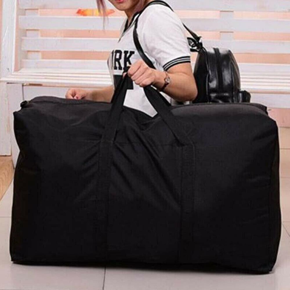 Large Capacity Folding Oxford Duffle Bag, Portable Zipper Travel & Moving Luggage Bag
_voghion.com