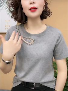 Fashionable Hollow out Diamond Mommy Style Long Sleeve T-Shirt Small High Collar Overhead Double Sided Fleece Base Shirt Women