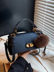 Trendy Retro Square Bag for Women Versatile Single Shoulder Crossbody Bag Korean Style Lock Buckle Closure Soft PU Material