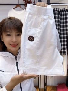 Quần Short Cotton Lanh Màu Trắng Năm Điểm Cho Nữ Mùa Hè Rộng Rãi Thoải Mái Thể Thao Quần Short Ngoài Trời Mùa Hè