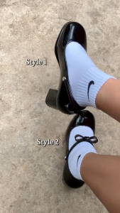 Womens Fashionable Black Shoes Office & School Footwear Non-Slip Rubber Sole Waterproof Size 26-40