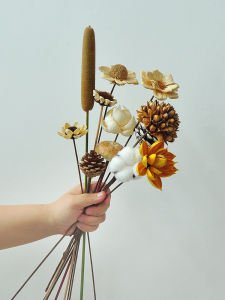 ช่อดอกไม้แห้งลูกสนชิ้นเดียวของตกแต่งบ้าน DIY ของตั้งโชว์บนโต๊ะยูคาลิปตัสดอกไม้ประดิษฐ์ธรรมชาติอุปกรณ์ประกอบฉากถ่ายภาพ