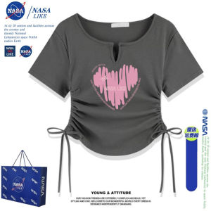 Pure Cotton Short Sleeve T-Shirt Womens Summer Shoulder Length Design Sense Slimming 2023 New Style Korean round Neck Print