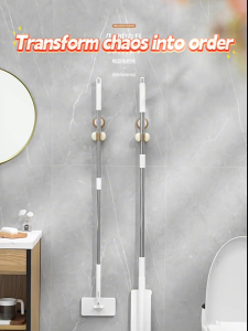 Ecoco Mop Hanging Holder Strong Suction Broom Holder Clamp for Bathroom Organization Removable