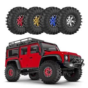 4pcs 72mm 1.3" Metal Beadlock Wheel and Tire for 1/18 1/24 RC Crawler Car TRX4M SCX24 FCX24 FCX24M AX24 Upgrade Parts