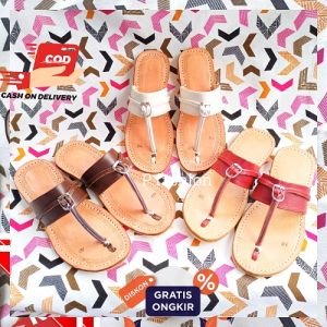 Sandal Wanita Kulit Tarumpah Tasik - Sandal Kulit Terumpah Tali Gesper - Bisa COD - Warna Hitam/Merah/Krem/Coklat - Ukuran 36-40 (EXPORT)