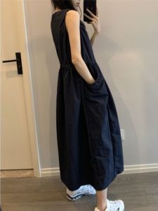 High Waist Sleeveless Dress for Women Large Size BB300 Quick Dry Loose Fit Summer Work Clothing Long Dress