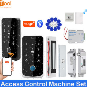 Access Control Keypad NFC Bluetooth Tuya IP65 Waterproof RFID 13.56MHz Backlit Touch Fingerprint Door Access Controler  Magnetic Lock ZL Bracket Doorbell Kit