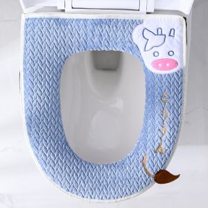 Toilet Cushion Zipper Household Thickened Comfortable Toilet Cover Four Seasons Universal Cute Cartoon Toilet Cover Waterproof Cushion