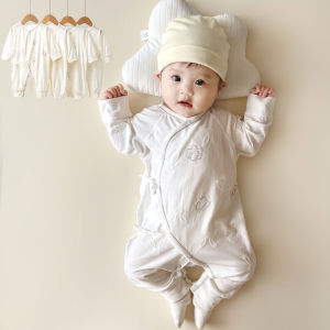 Áo Bướm Bảo Vệ Bụng Thắt Dây Vạt Chéo Cho Trẻ Sơ Sinh Mùa Xuân Thu Áo Bò Liền Thân Dài Tay Cho Trẻ Sơ Sinh Quần Áo Trẻ Sơ Sinh Mẫu Bốn Mùa