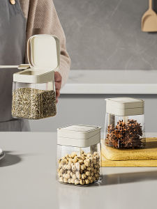 Kitchen Seasoning Jar Set Combination Salt Seasoning Storage Box Spice Container Sugar Pot Oil Bottle Nordic Style Glass