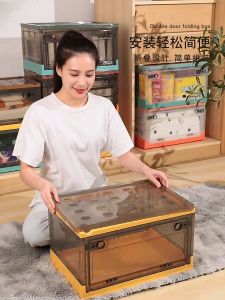 HETEE Folding Storage Box Multifunctional Foldable Storage Box  Large Collapsible Transparent Box Stackable Plastic Box