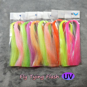 10Packs/set Fly Tying Flash Material Fluorescent Twisted Holographic & Ice Wing Flashabou Tinsel Sabiki Rig Assist Hook Making