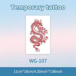 Red Dragon Temporary Tattoo Sticker Long-lasting and Waterproof Realistic Fake Tattoos for Man and Women For Arm Waist Leg