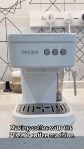 Petrus Espresso Coffee Maker 51MM 20 Bar with  Metal Panel Powerful Steam Wand for Amerlcano Mocha LattePE2170