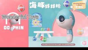 Wonderful Toys Childrens Dolphin Sticky Ball Gun Toy Throwing Darts Target Game Shooting Toys Outdoor Indoor Interactive for Kids