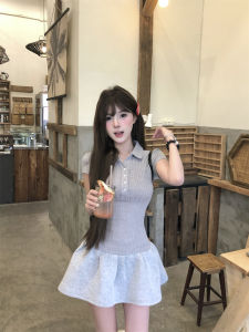 Váy Ngắn Tay Cổ Polo Màu Xám Ôm Vừa Vặn Cho Nữ Mùa Đông Váy Ngắn Chữ A Váy Ngắn Cạp Cao Váy Ngắn Cho Nữ Cỡ Nhỏ