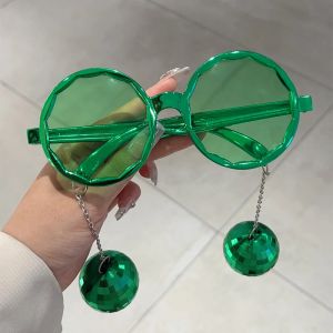 KAMMPT Oversized Round Sunglasses with Pendants 2024 Fashion Candy Color Party Sun Glasses Trendy Rave Decorative Sun Glasses