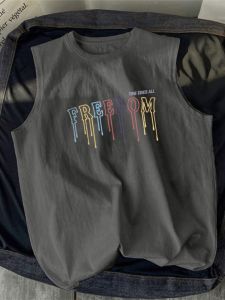 American Letter Print Vest Mens Summer Fashion Brand Loose Sports Fitness Waistcoat Cotton Sleeveless T-shirt Undershirt