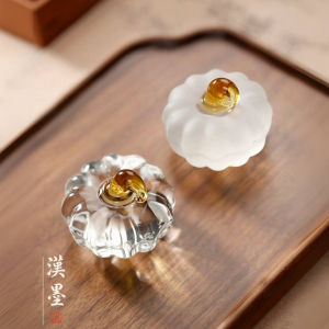 Pumpkin Glass Crystal Glass Paperweight Chinese Calligraphy Small Town Paper round Student Calligraphy Paperweight Pressure Paper Calligraphy Materials