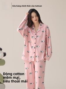 Bộ đồ ngủ MiiOW cho nữ làm  vải cotton nguyên chất tay dài quần dài
