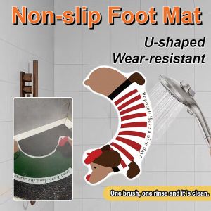 Dachshund U-shaped Diatomaceous Earth Mat Absorbent Quick Dry Bathroom Anti-Slip Carpet