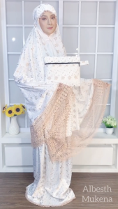 ALBESTH Mukena Dewasa Mewah Sutra Paris Prada Jumbo Renda Premium Full Bordir Cantik mukenah terbaru