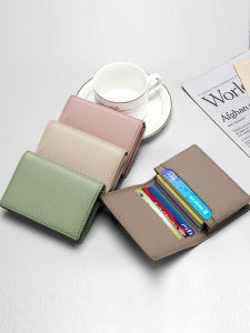 Leather Business Card Holder Large Capacity Bank Document Storage Card Clip Men Women Multi-Functional Simple Business Card Case
