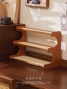 Table Storage Rack Wooden 2/3Layer Table Shelf Dormitory Bedroom Living Room Balcony Storage Rack Plastic rattan