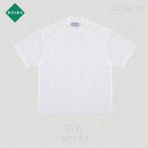 Heavyweight Pure Cotton Short Sleeve T-Shirt Ume Purple Loose Fit Shoulder Insert Design Summer Breathable Casual Mens Tee