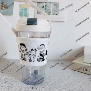 Adorable Snoopy Tea Milk Tea Cup Holder Protective Cover Crossbody Insulated Mug Bag Handheld Pouch Logo Heat Resistant