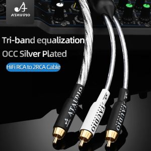 ATAUDIO HiFi RCA to RCA Audio Cable for Amplifier CD 6N OCC Silver Plated Core RCA Y Splitter to 2RCA Male Cable