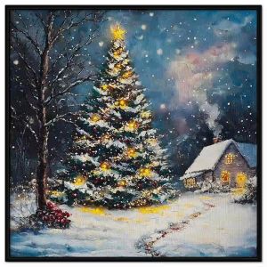 Tranh cây thông noel mùa đông.Tranh treo tường dán tường sơn dầu canvas trang trí. CGI-1805