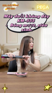 Máy duỗi tóc không dây Kemei KM-555 chuyên nghiệp điều chỉnh 4 mức nhiệt độ phù hợp sử dụng mọi loại tóc - Hàng chính hãng