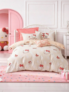 Mercury | Antibacterial Kitty Print Cotton Sheet Set