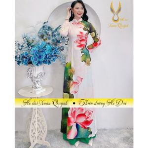 Áo Dài Lụa Habutai Hoa Sen Duyên Dáng Trẻ Trung K56 - Áo Dài Xuân Quỳnh