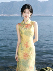 Vintage Unique Dye Print Slim Fit Dress Summer 2026