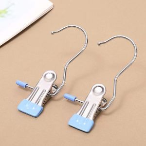 10pcs Stainless Steel Clothespins with Hook Laundry Organizer Portable Hanging Clip Closet Hanger Efficient Clothes Management