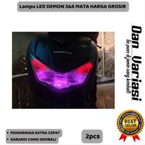 Lampu LED Demon Eyes UNGU PINK HIJAU PUTIH BIRU ICEBLUE MERAH KUNING Variasi alis motor mobil -DKM-