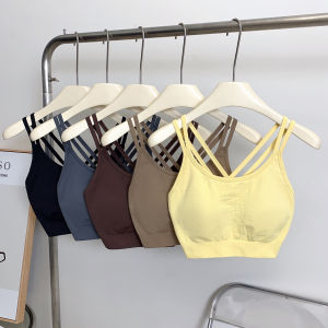 Cross Back Sports Bra Top Inner Wear Elastic Fitness Running Vest Natural Feel Shock Absorption Yoga Running Beautiful Back