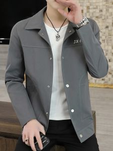 ROMON | แจ็คเก็ตผู้ชาย Romon ทรงปกติ ป้องกันลม ปกคอกลม แขนยาว ทรงหลวม แจ็คเก็ตสั้น แจ็คเก็ตแบบลำลอง ฤดูใบไม้ผลิและฤดูใบไม้ร่วง