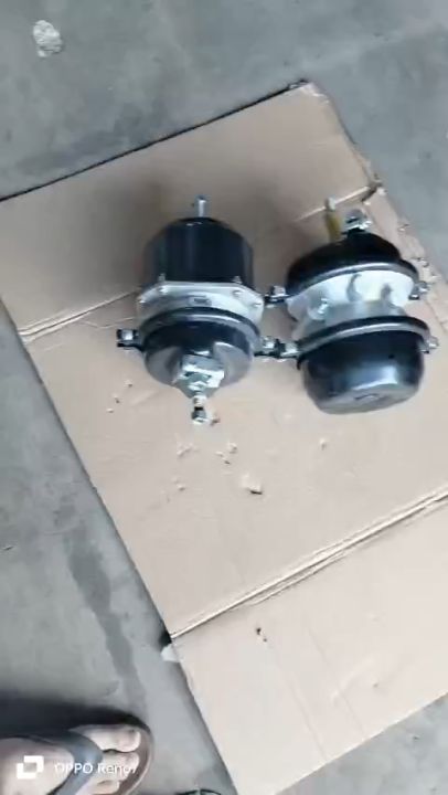Bầu phanh hơi, bầu búp sen lốc kê sau EQ140 xe ben 6 tấn, Chân F14, tâm chân bắt 80mm, 2 lỗ hơi M16